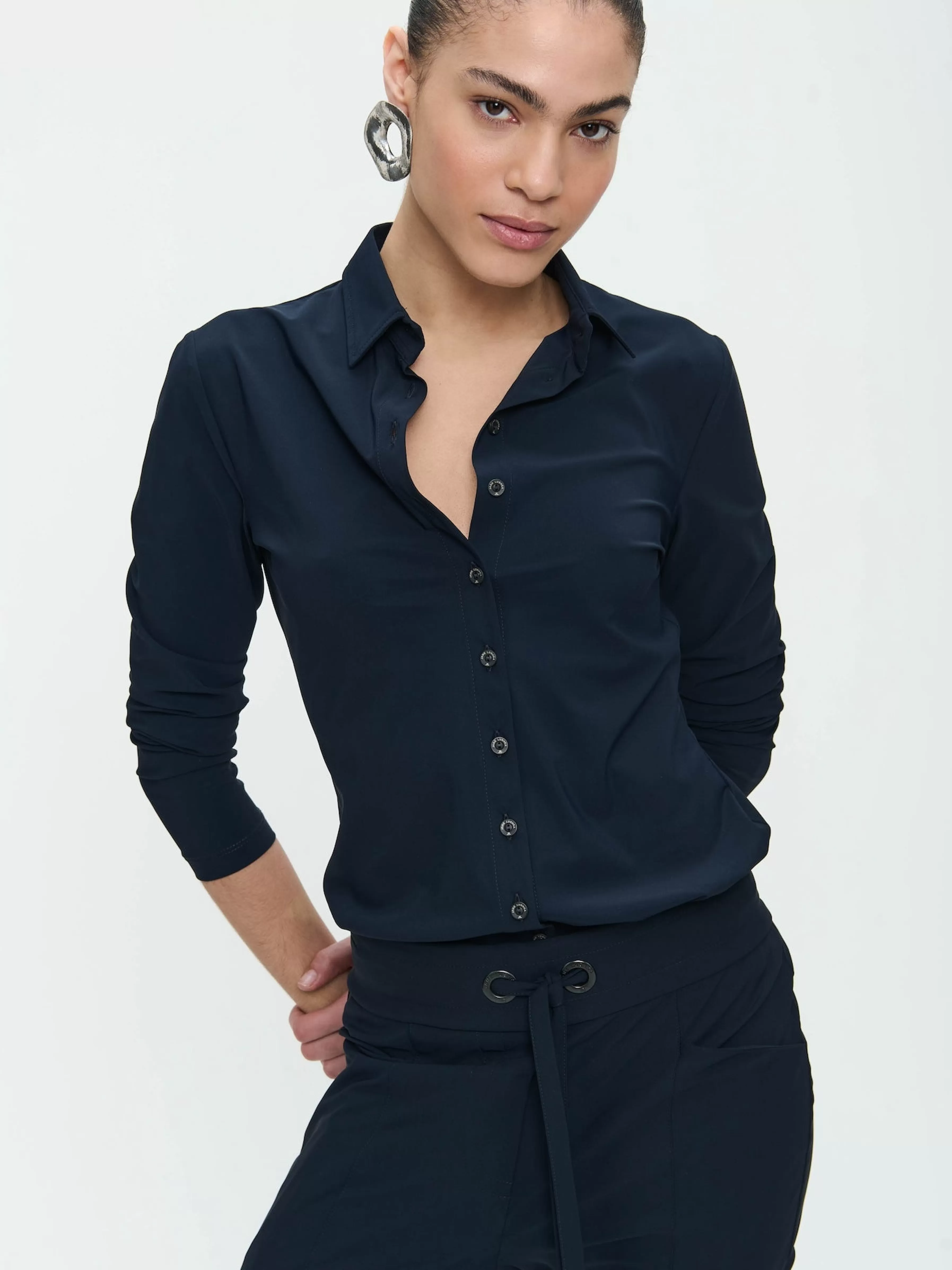 Best basic>Jane Lushka Blouse Betty Easy Wear Technical Jersey | Blue