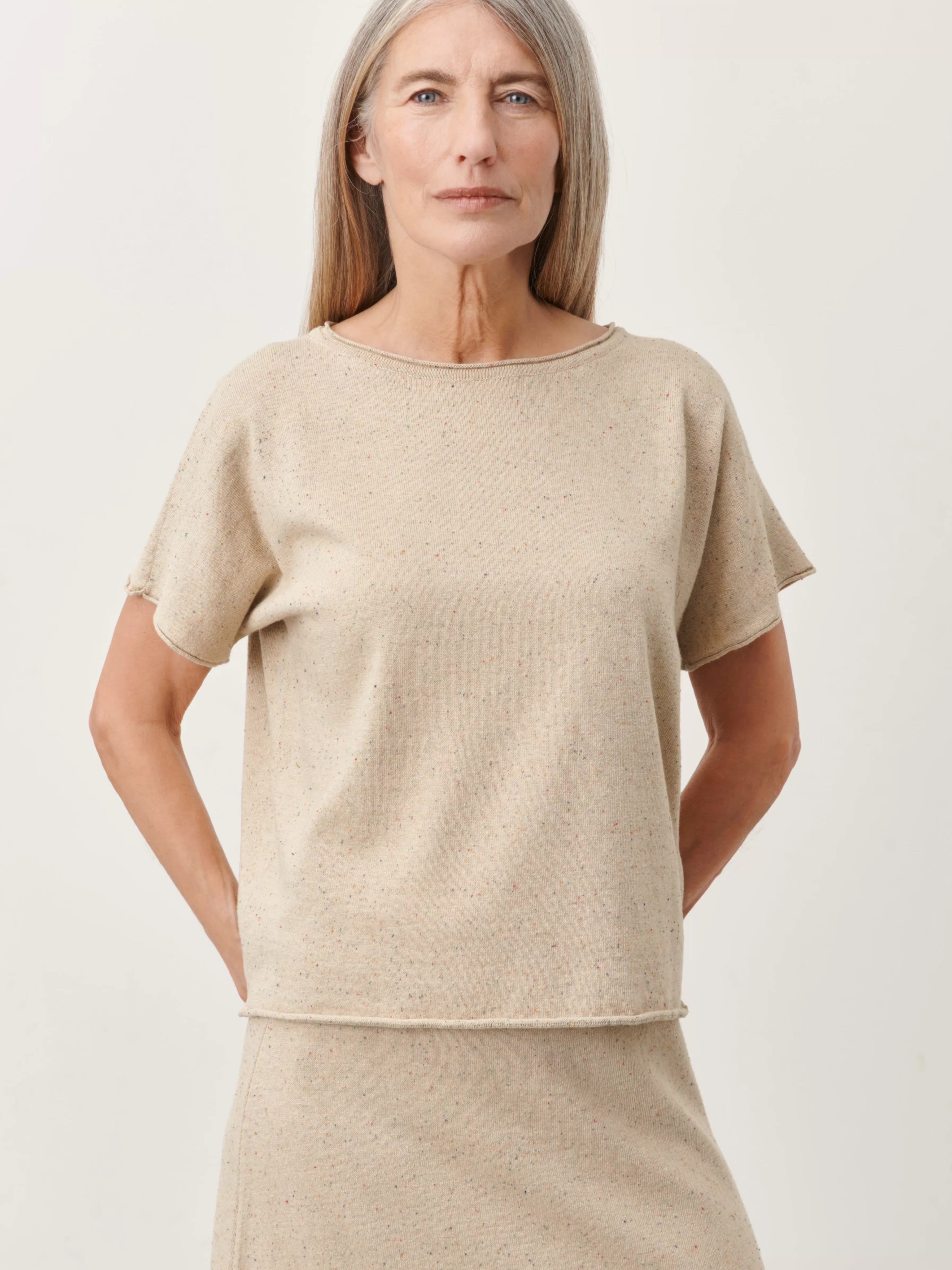 Tops | Truien & Vesten>Jane Lushka Clay PU Top | Beige Melange