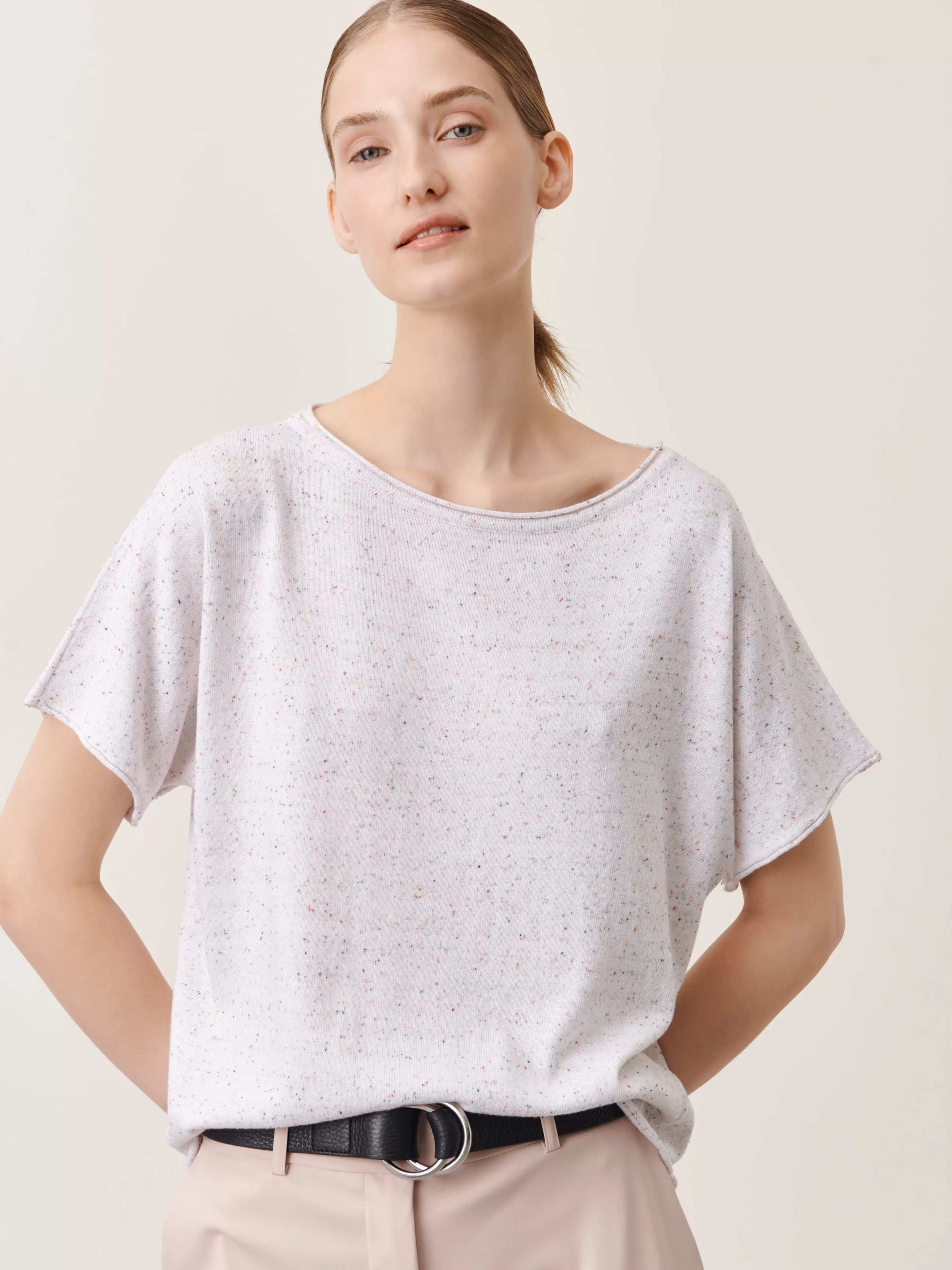 Tops | Truien & Vesten>Jane Lushka Clay PU Top | White Melange