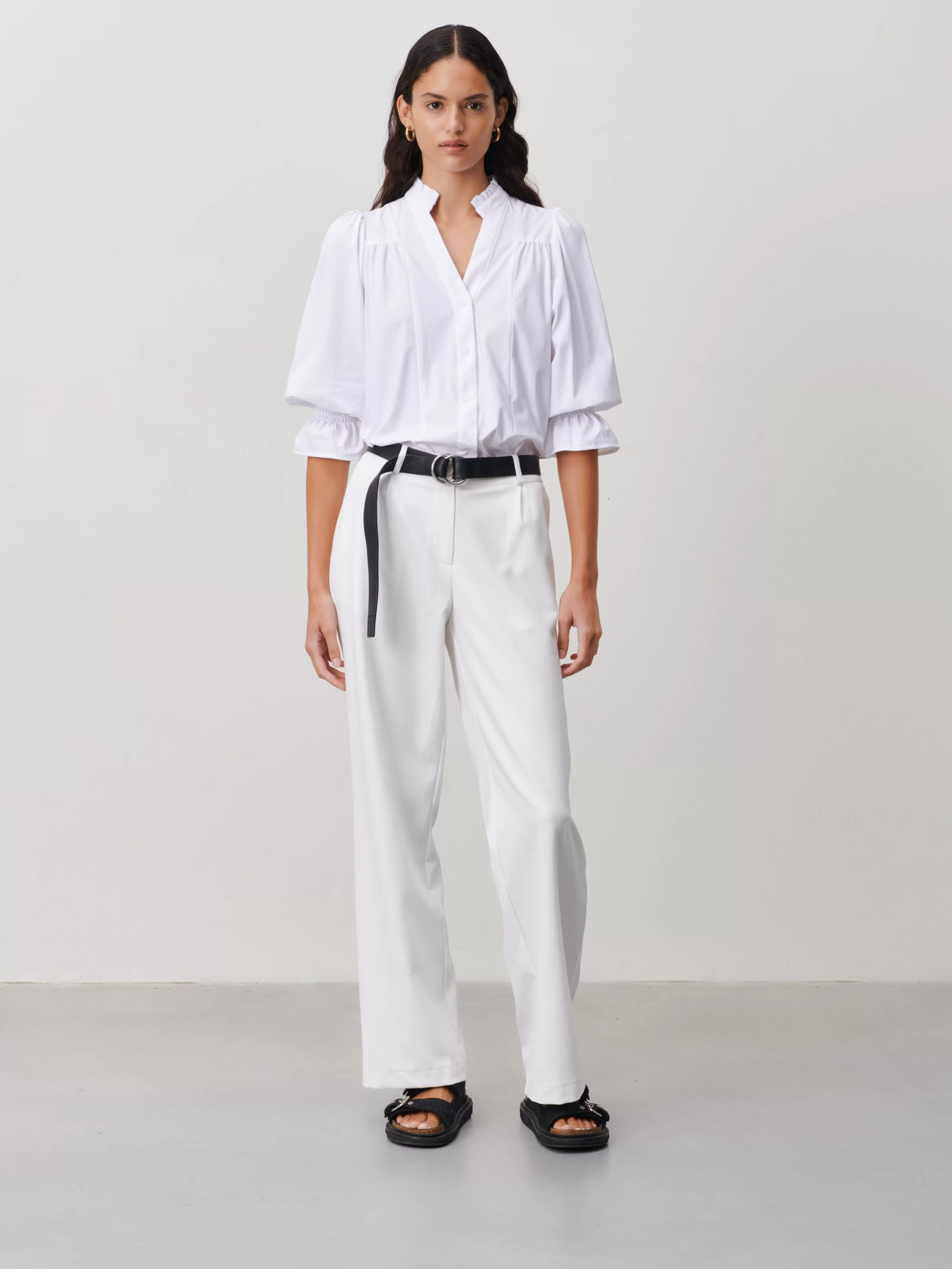 Blouses>Jane Lushka Olivia Blouse Technical Jersey | White