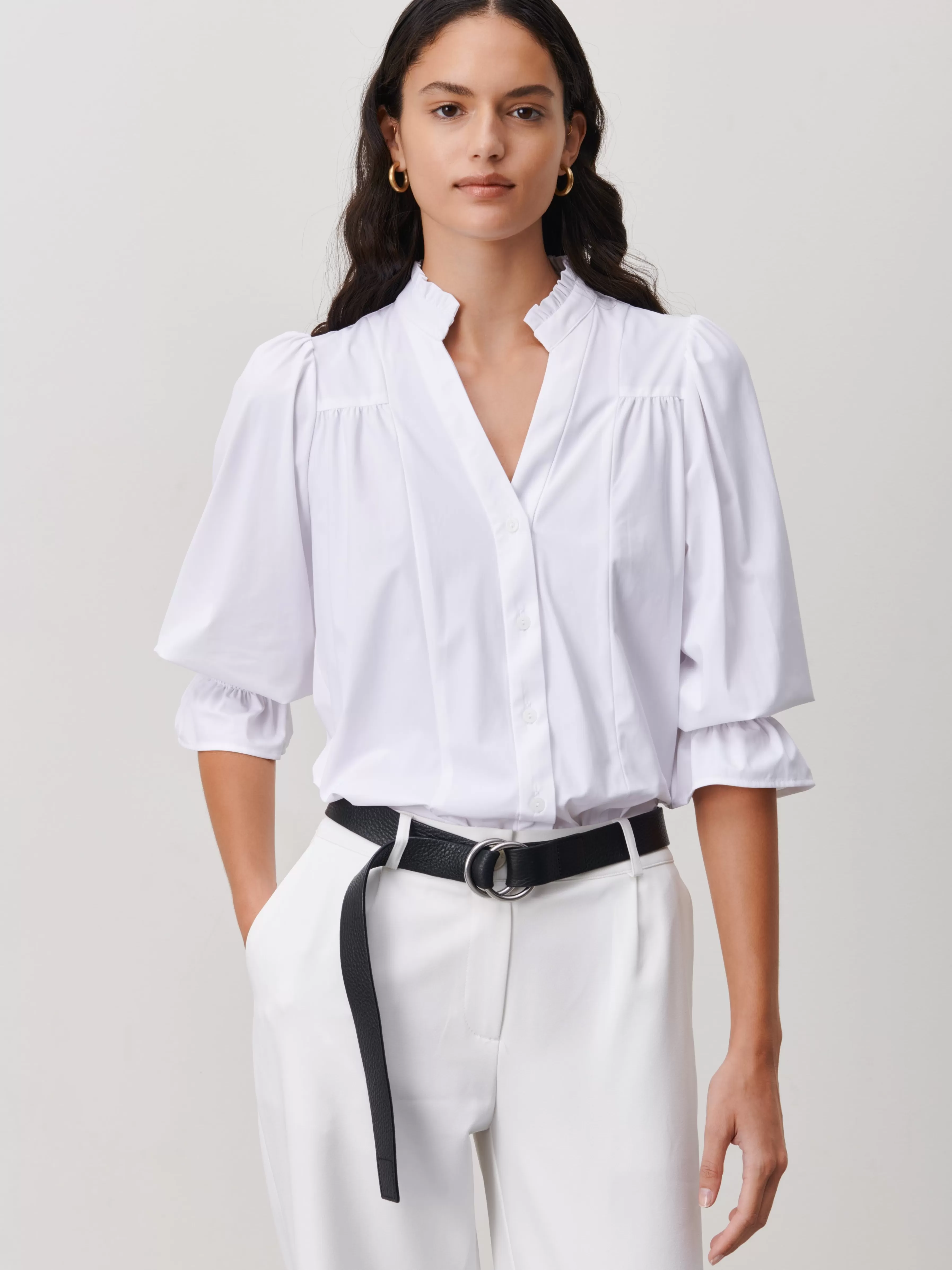 Blouses>Jane Lushka Olivia Blouse Technical Jersey | White