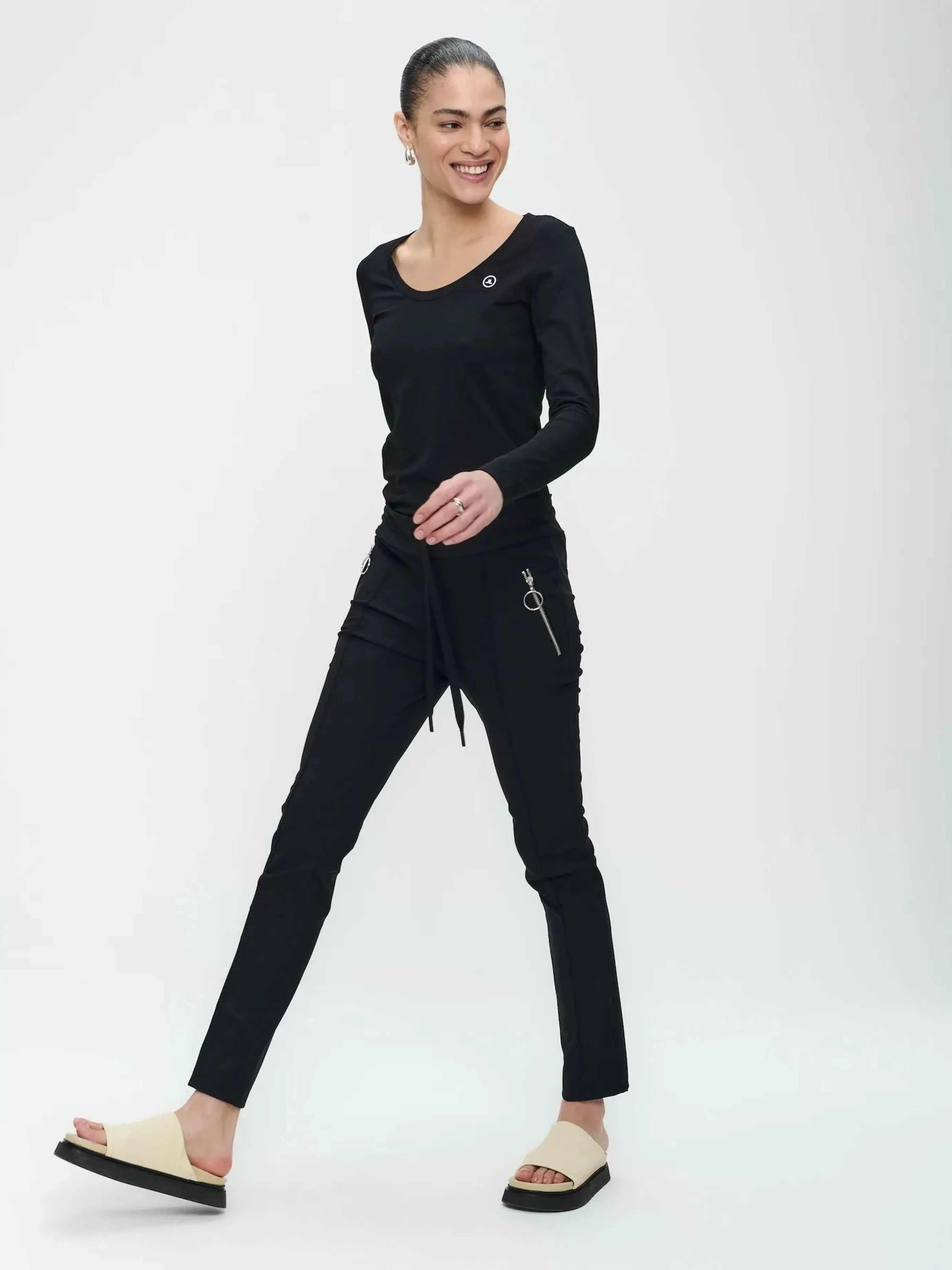 Best basic>Jane Lushka Pants Emma-straight Leg Fit Technical Jersey | Black