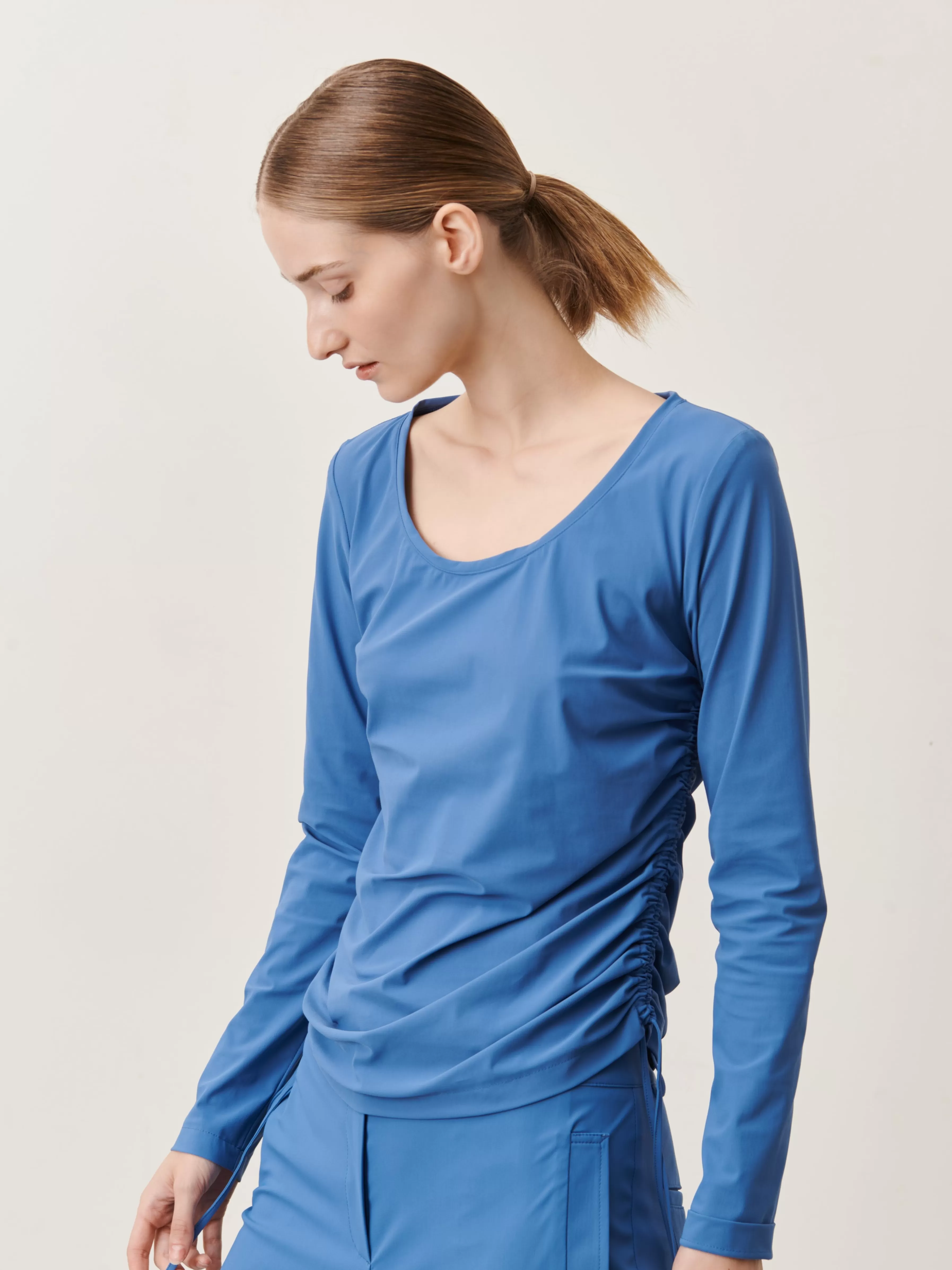 Tops>Jane Lushka Rosa Top Technical Jersey | Mid Blue