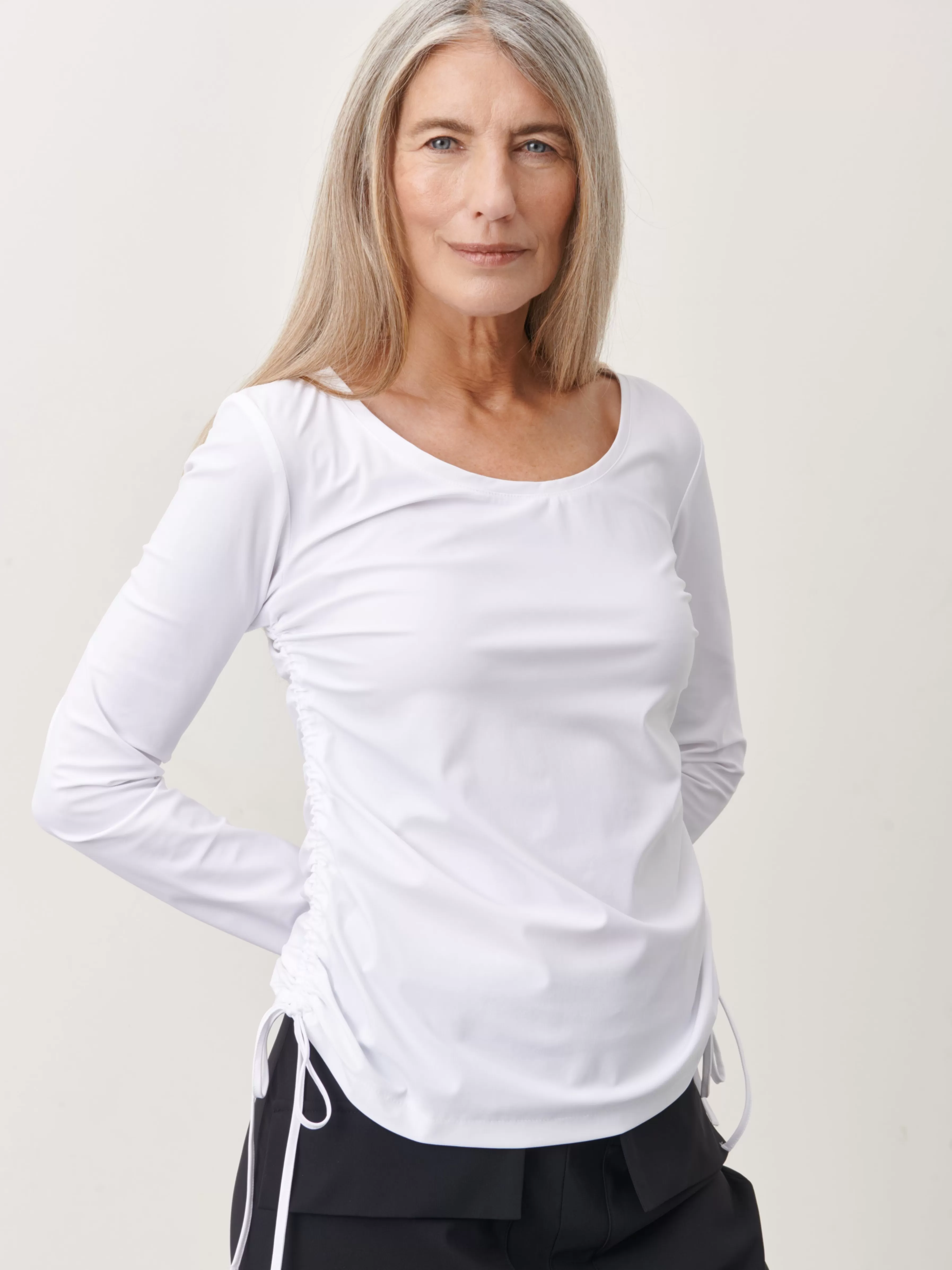 Tops>Jane Lushka Rosa Top Technical Jersey | White