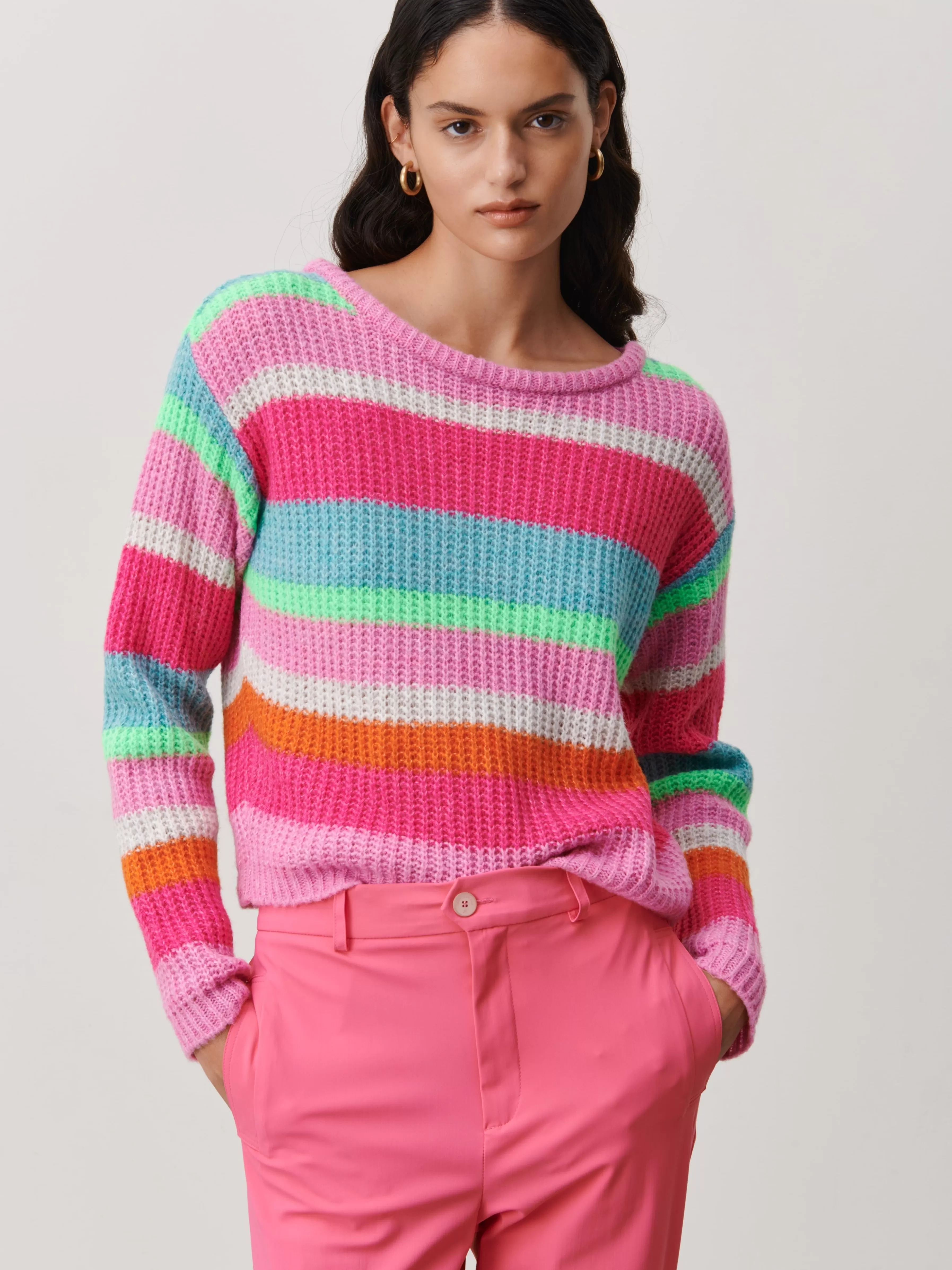 Truien & Vesten>Jane Lushka Stripe PU Pullover | Multi