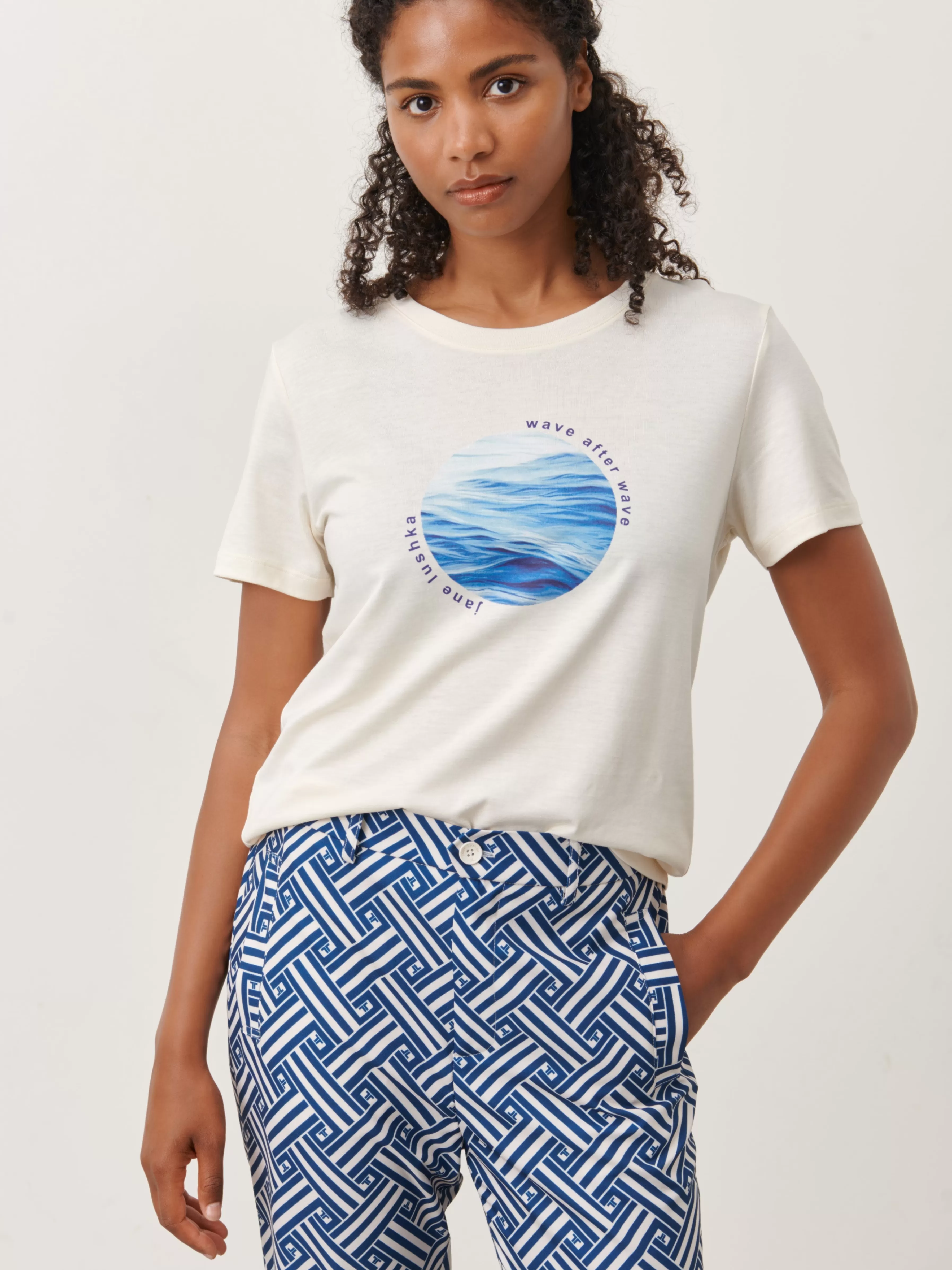 Tops>Jane Lushka T-Shirt Tyra Sun Organic Cotton | Gardenia